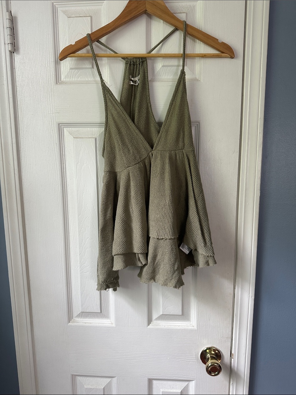 Urban Outfitters Olive Green Ruffle Tiered Tank